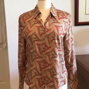 Talbots Long Sleeve Button Down Silk Blouse 14P
